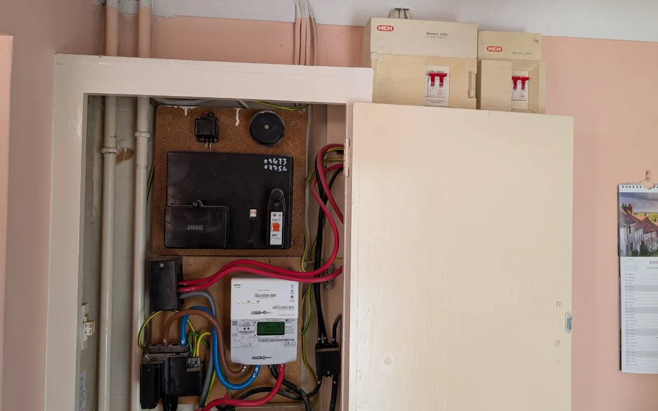 The old fuse box before replacement